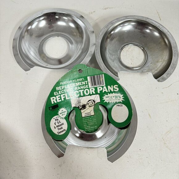 VTG SET THREE 6" Chrome GE Hotpoint Kenmore Reflector Drip Pans Range Kleen -HBN - Picture 1 of 2